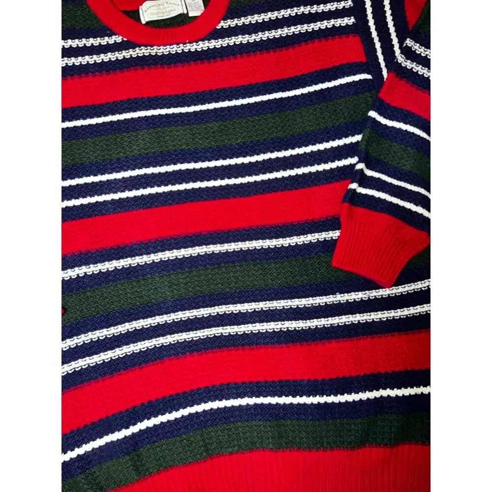 American Eagle Vintage Crew Neck Striped Pullover knit preppy Sweater Men's XL